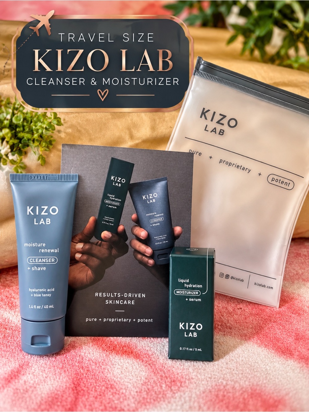 Kizo Lab Cleanser & Moisturizer Travel Size Skincare Set NEW